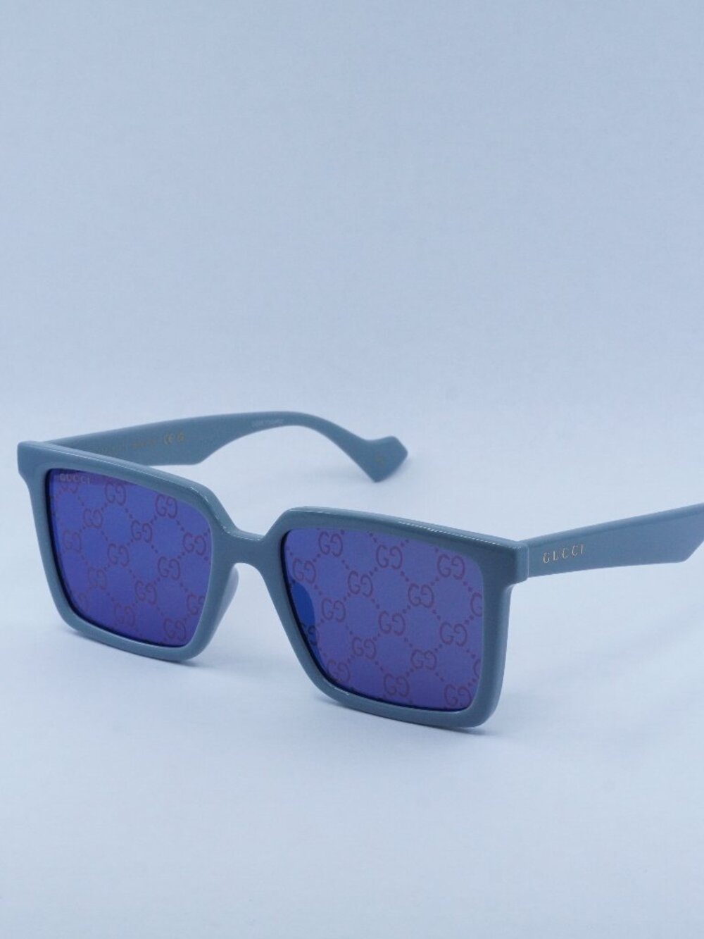 Gucci GG1540S 003 Sunglasses Light Blue Square Frame, Blue Lenses